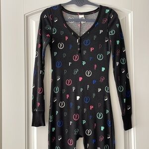 PINK Victoria's Secret Black Multicolor Onesie Pajamas XS